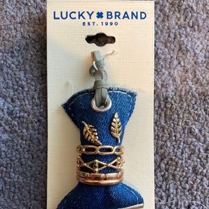 Gold boho lucky brand rings & earring set